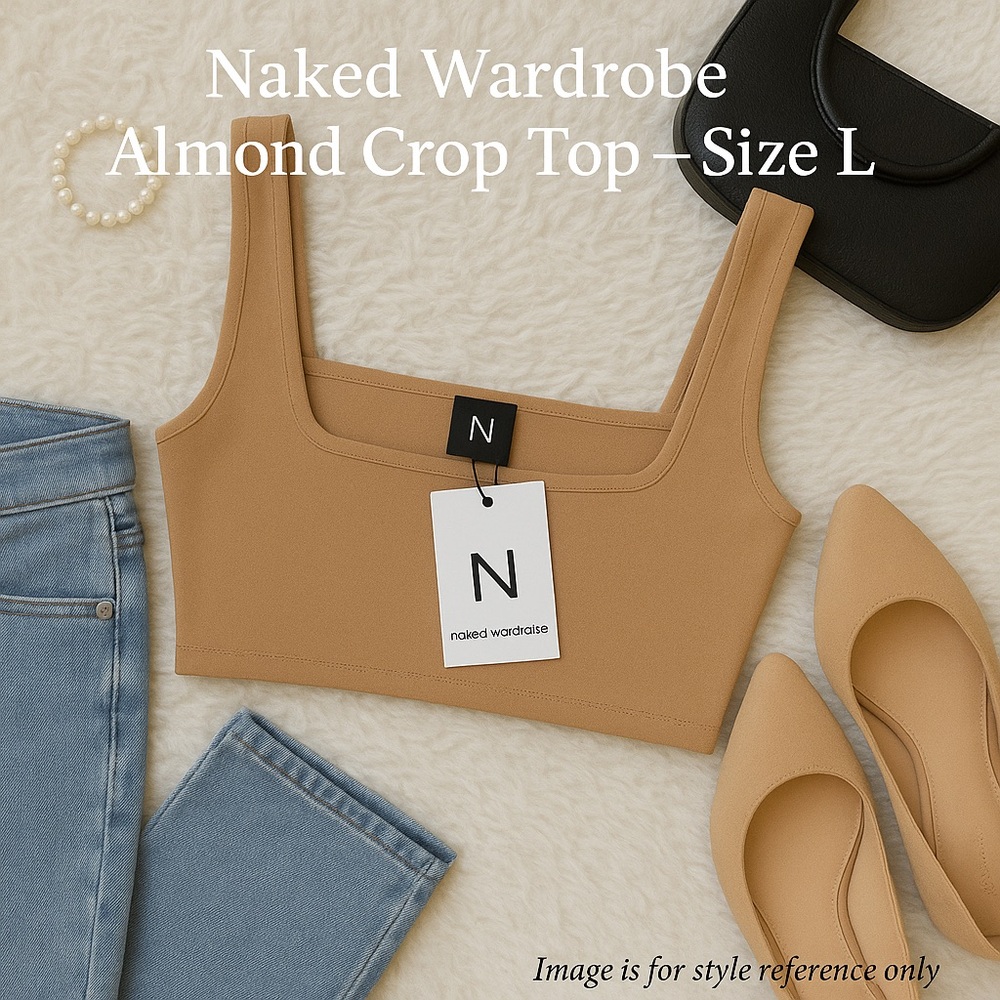Naked Wardrobe Almond Crop Top – Size L – Square Neck | NWT